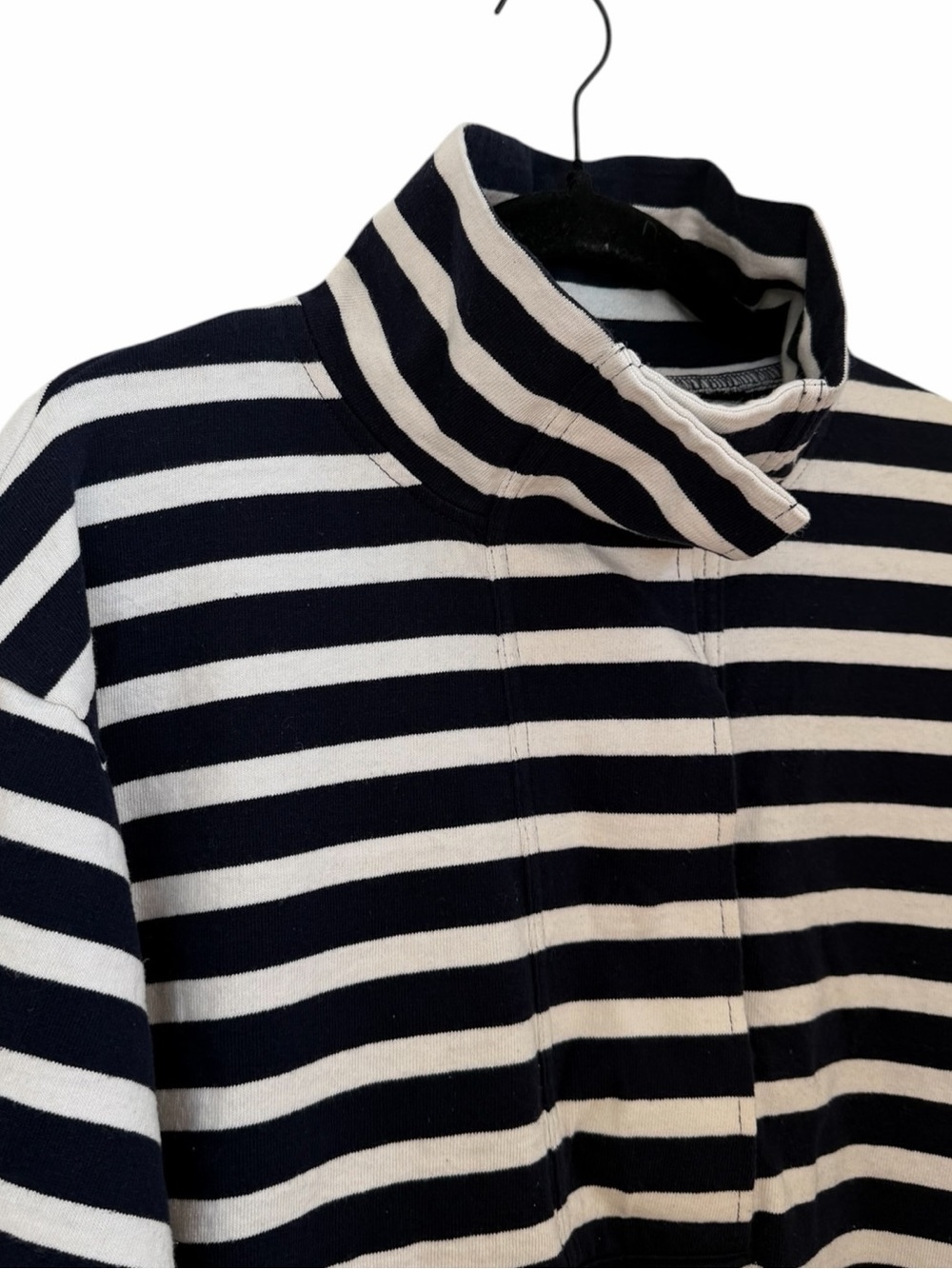J. Crew Navy and White Striped snap-neck knit popover - Picture 4 of 13